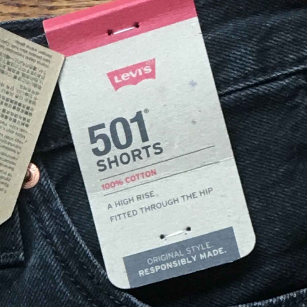 SOLD!! Sz 24 NWT New Levi’s 501 High Rise Womens Denim Jean Shorts in Black - Picture 4 of 6